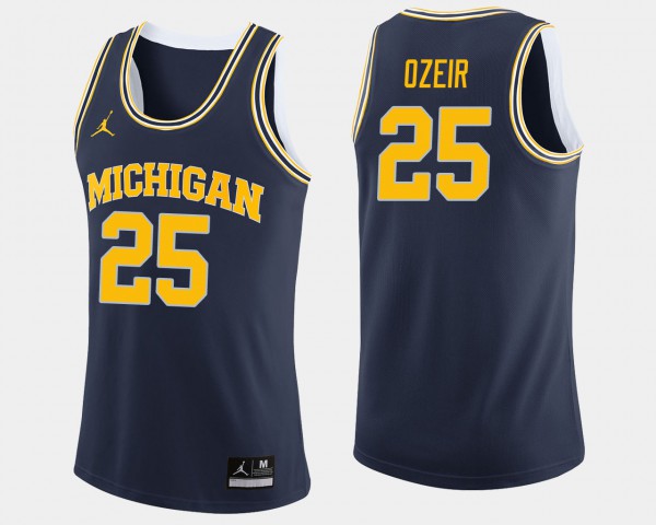 Michigan Wolverines #25 Men's Naji Ozeir Jersey Navy Embroidery College Basketball
